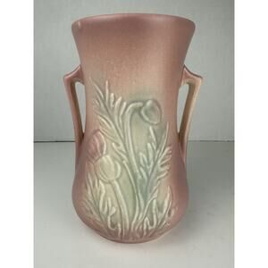 Vintage Hull Pink Vase Art Pottery Thistle Art Deco Vase 6”
